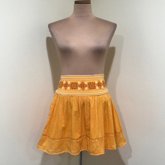 Sunday Best Skirt Size 4 Orange Embroidered Mini - Picture 2 of 9